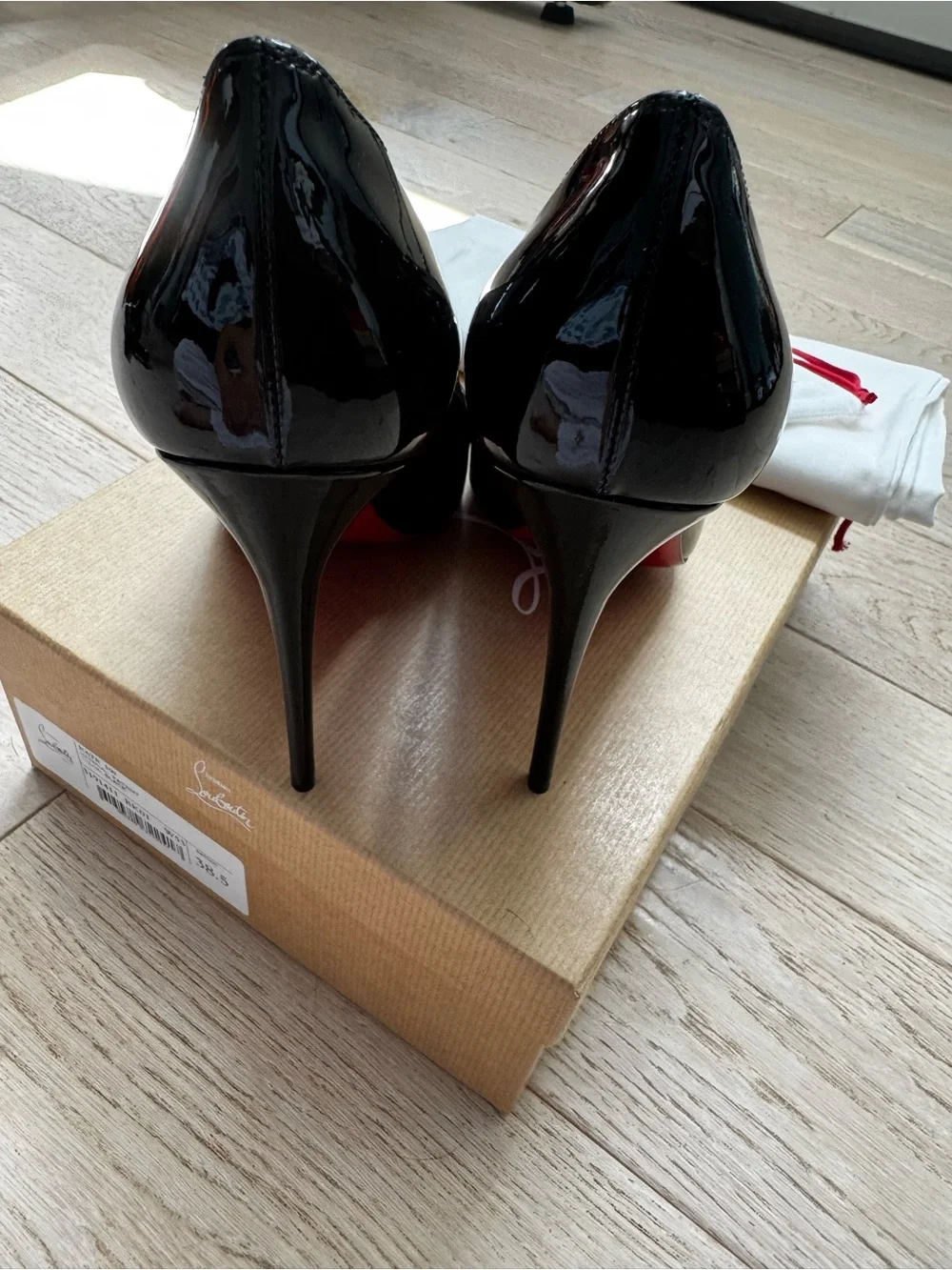Brand New Christian Louboutin Black Patent Pointed-Toe Stiletto Pumps